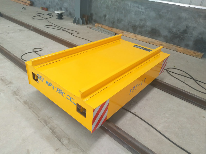 Cable Reel Powered Warehouse Flat Car on Rail dengan remote control